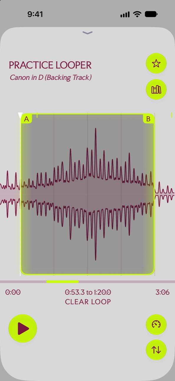 An A-B loop set on the waveform of Canon in D