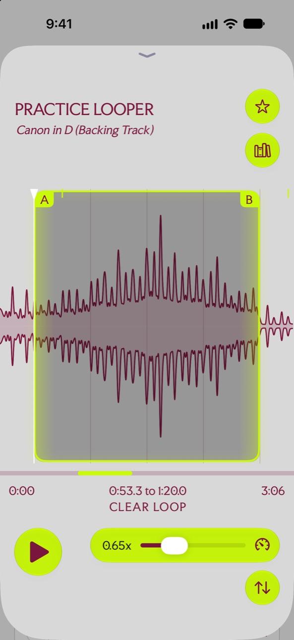 Speed and pitch controls in the Practice Looper