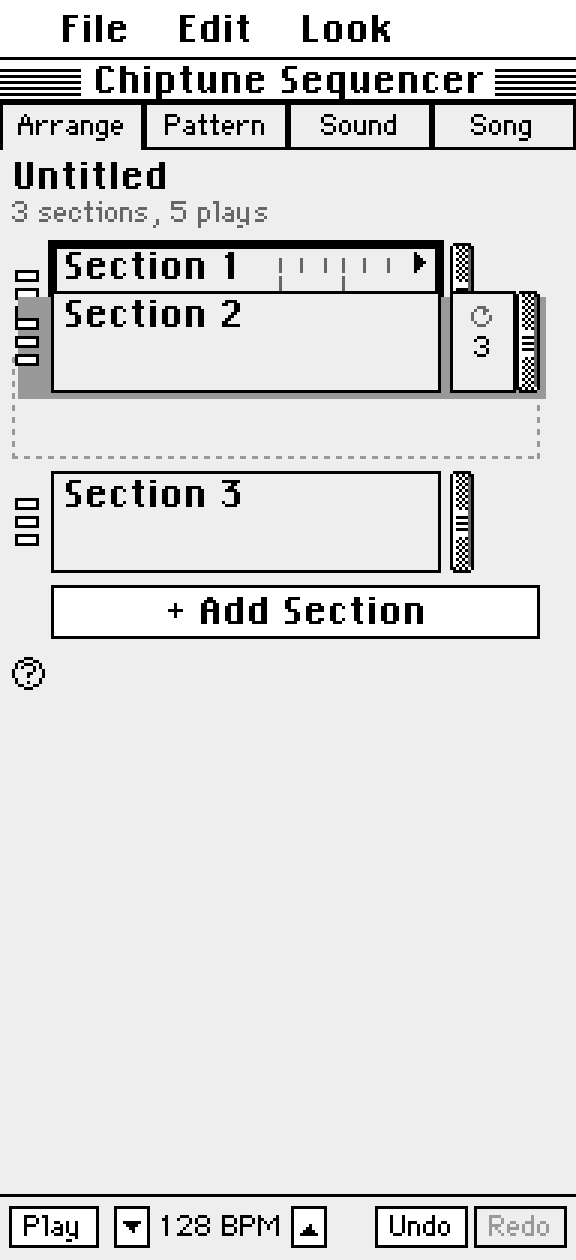 Dragging a section's edge to loop it